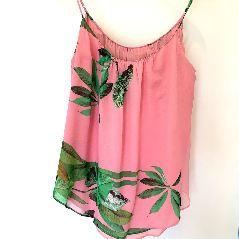 Silk Pink & Green Tropical Tank Top, Rory Becca M